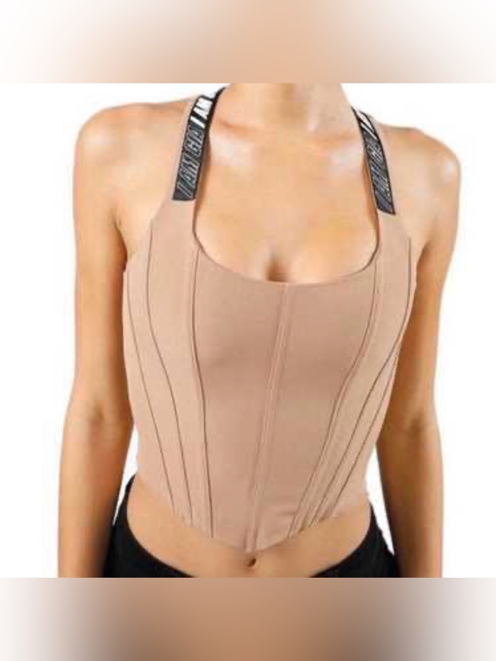 I.AM.GIA Tan Corset Top with Black Plaid Wide-Leg Pants
